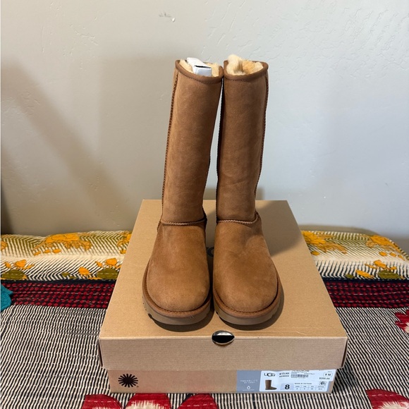 UGG Tall Shearling-Lined Boots in Chestnut Brown - Picture 2 of 3